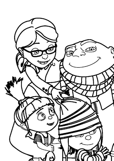 Print And Color This Drawing Of The Characters Gru Margo Agnes And