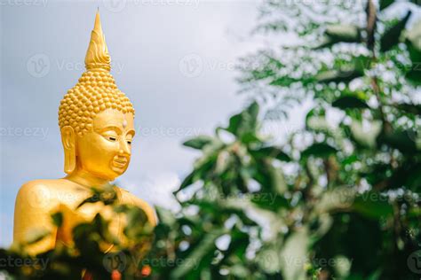 Magha Asanha Visakha Puja Day Buddha Statue Bodhi Leaf With Double Exposure And Len Flared