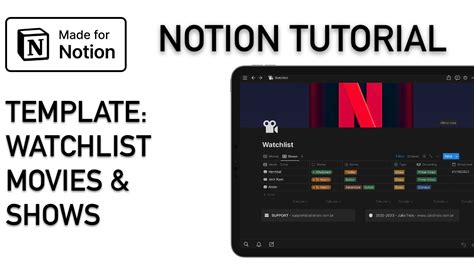 Tutorial Movies Shows Watchlist Notion Template Youtube