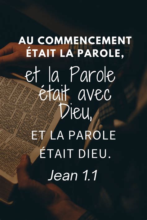 Jean Au Commencement Tait La Parole La Bible Versets