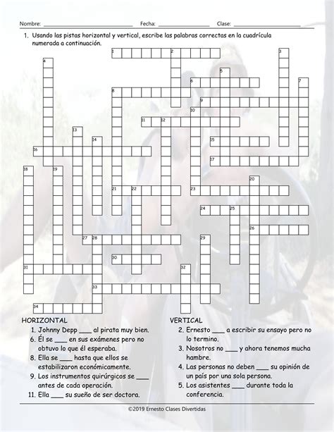 Verbs Ending In ZAR Spanish Crossword Puzzle Teaching Resources