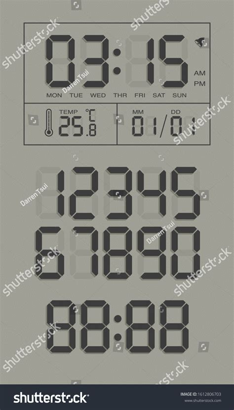 Realistic Digital Clock Numbers Vectors Stock Vector (Royalty Free ...