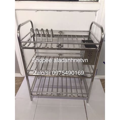 Trạn Bát Inox 3 Tầng Kèm ống đũa Siêu Dày Sịn Kệ Giá úp Chén Bán