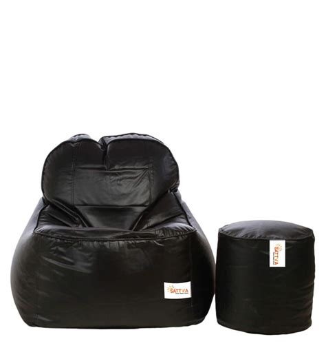 Buy Combo Rester XXXL Bean Bag Round Pouffe With Beans In Black