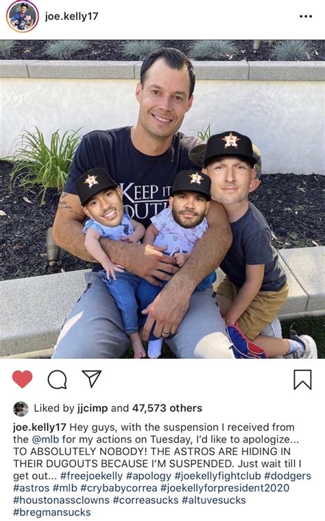 Joe Kelly IG post after suspension. Boss : mlb