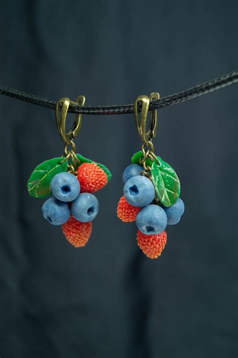 Earrings Blueberry Strawberry Vclay Lab S Ko Fi Shop Ko Fi