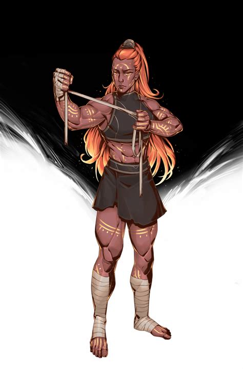 [oc] Fire Genasi Pugilist Characterdrawing