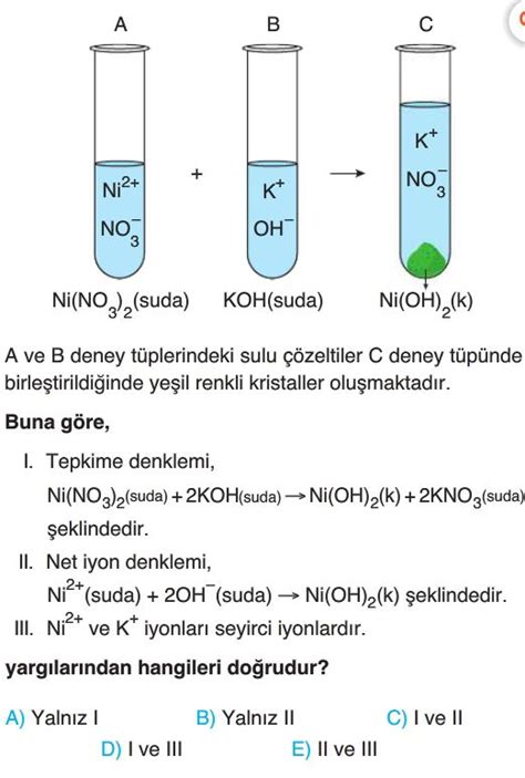 Kimyasal Tepkimeler Ve Denklemler Test Z S N F Kimya Yeni