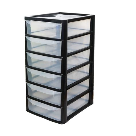 A4 Paper Small 6 Drawer Plastic Storage Tower Unit Office Desk Tabletop