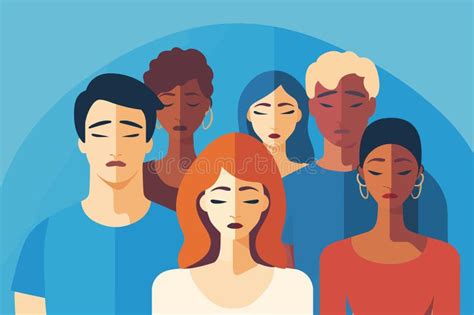 Inclusive Group Of Sad People Isolated Vector Style Illustration Stock