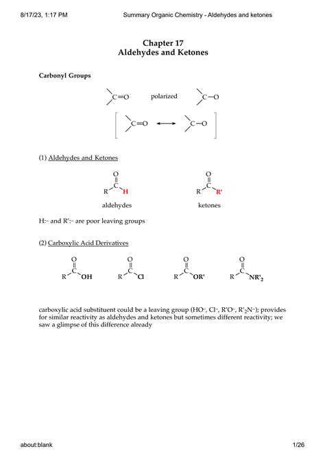 SOLUTION Summary Organic Chemistry Aldehydes And Ketones Studypool