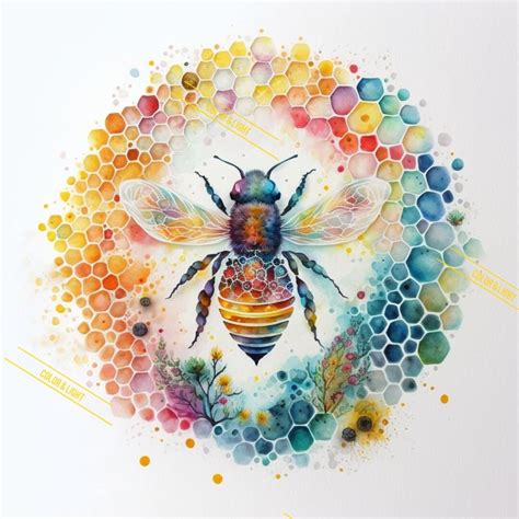 Bee Art Bumble Bee Watercolor Digital Download Colorful Art Home Decor ...