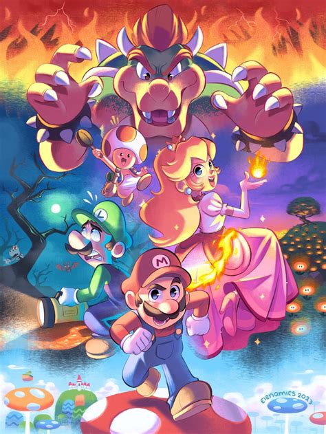 Princess Peach Mario Luigi Bowser Toad And 2 More Mario And 1