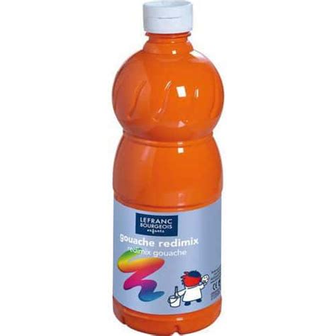 Flacon 1 Litre Gouache Redimix Lefranc Bourgeois Orange Pichon Fr