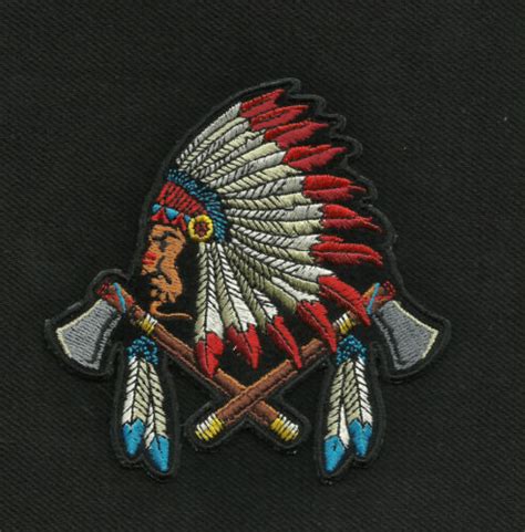 Indian Chief Head Battle Axes And Feathers Motorcycle Jacket Vest Biker