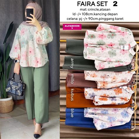 Jual Free Belt Faira Set Crinkle Motif Ld Setelan Faira One