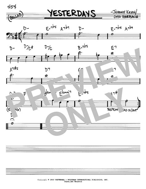 Yesterdays Sheet Music Direct