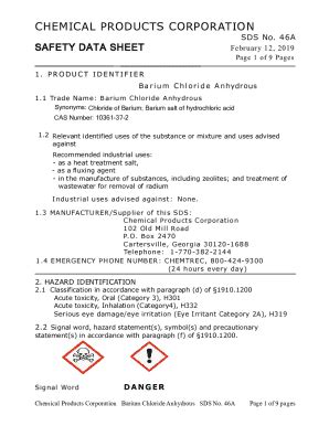 Fillable Online Barium Chloride Solution Fax Email Print - pdfFiller