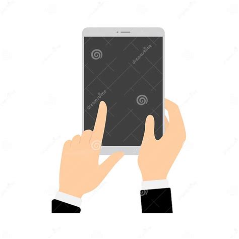 Hand Holding Smartphone And Touching The Screen Stock Vector Illustration Of Check Concept