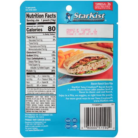 Starkist Tuna Packet Nutrition Facts - Nutrition Ftempo