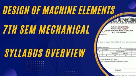 Syllabus Design Of Machine Elements For Mechanical Engineering