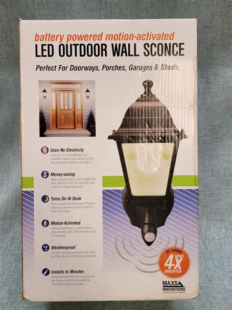 Maxsa Innovations Battery Powered Motion Activated Led Outdoor Wall Sconce Rs3473