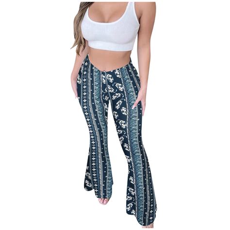 APEXFWDT Boho Flare Pants For Women Womens Stretchy Wide Leg High Waist