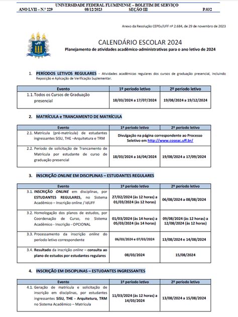 Calend Rio Escolar Eau Uff Escola De Arquitetura E Urbanismo