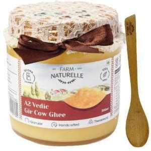 Farm Naturelle Pure A Gir Cow Desi Ghee Glass Bottle With Wooden