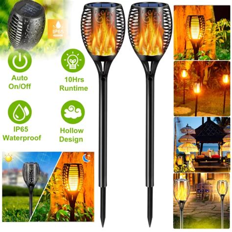 GARTEN SOLARLEUCHTE AUSSEN Solar Flammenlicht LED Flackernde Solarlampe