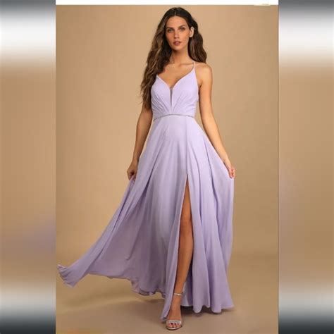 Lulus Dresses New Shes Gorgeous Lavender Laceup Rhinestone Maxi