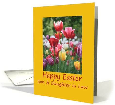 Son And Daughter In Law Happy Easter Multicolored Tulips Card