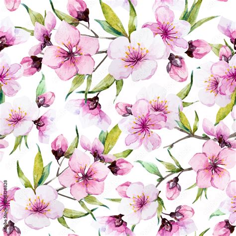 Fototapeta Dla Dziewczynki Watercolor Sakura Pattern Fototapety Dla