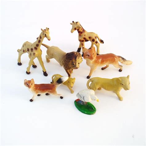 Vintage Resin Toys Zoo Animal Figurines Plastic By Whimzythyme