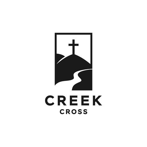 Hill And River Creek With Holy Christian Cross Logo Church Of Catholic