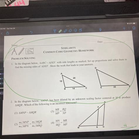 In The Diagram Below Triangle Abc Is Similar To Triangle Def With Side