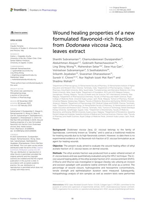 (PDF) Wound healing properties of a new formulated flavonoid-rich fraction from Dodonaea viscosa ...