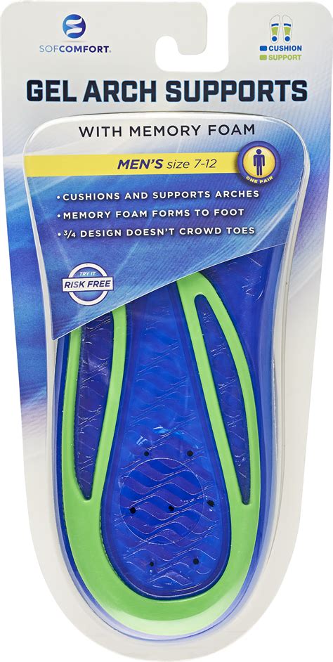 Gel Arch Support Memory Foam Insole Mens