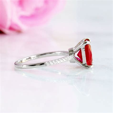 Princess Cut Ruby Ring Sterling Silver Ring Genuine Ruby - Etsy