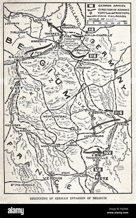 Map of German invasion of Belgium - 1914 Stock Photo - Alamy