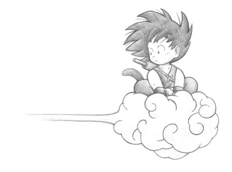 Kid Goku On Nimbus Drawing