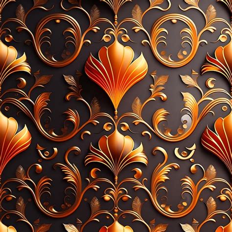 Premium Photo A Black And Gold Wallpaper With A Floral Pattern