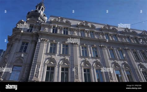 The old facade of house at city of Bucharest, architecture and old ...