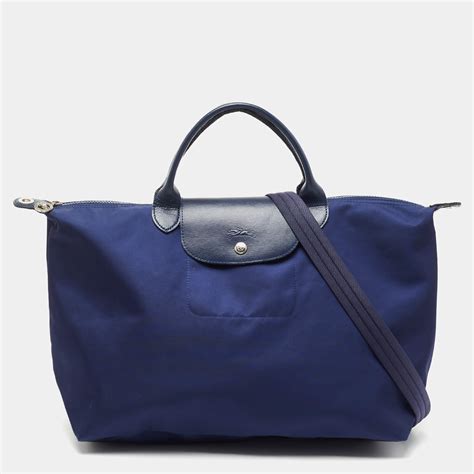 Longchamp Blue Nylon And Leather Le Pliage Tote Longchamp The Luxury