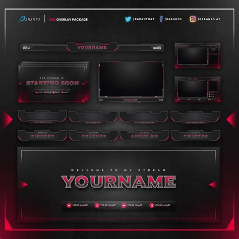 Animated Black/red Overlay Twitch Package Instant Download / Ready to ...