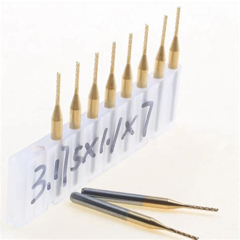 10pcs 3 175 1 1 7MM Titanium Coated Carbide End Milling Cutter