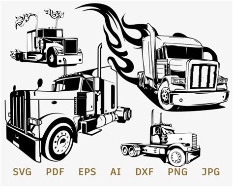 Semi Truck Bundle Set Svg Truck Logo Vector Truck Svg Cut Etsy