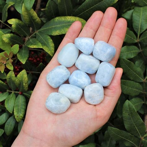 Blue Calcite Tumbled Stone Etsy