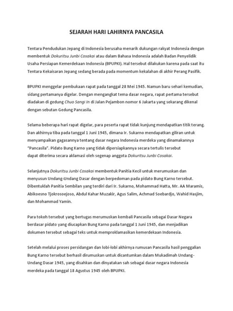 Sejarah Hari Lahirnya Pancasila Pdf