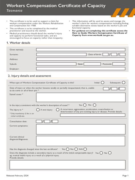 Fillable Online Worksafe Tas Gov New Workers Compensation Claim Forms